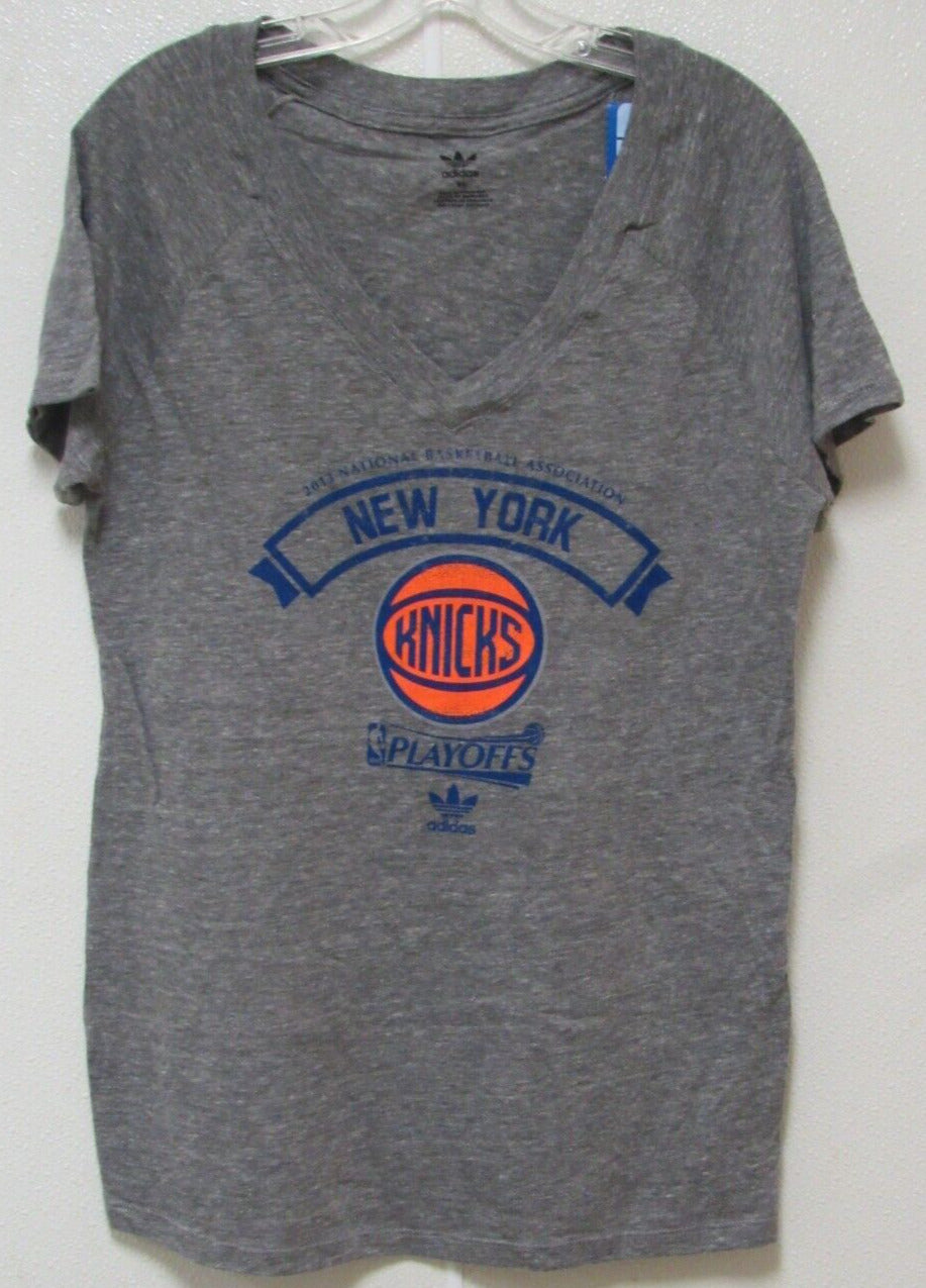NWT Adidas NBA Woman' T-shirt New York Knicks 2013 Playoff Size X-Large Gray