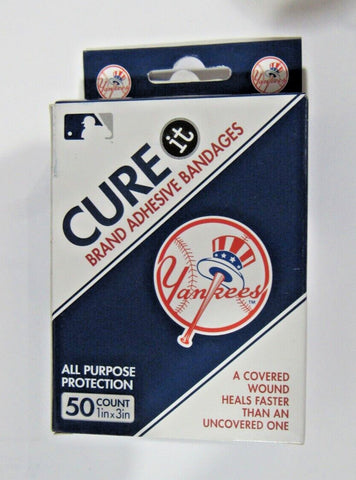 MLB New York Yankees Cure  it Bandages 50 Count 1"x3" in Box Officially Licensed
