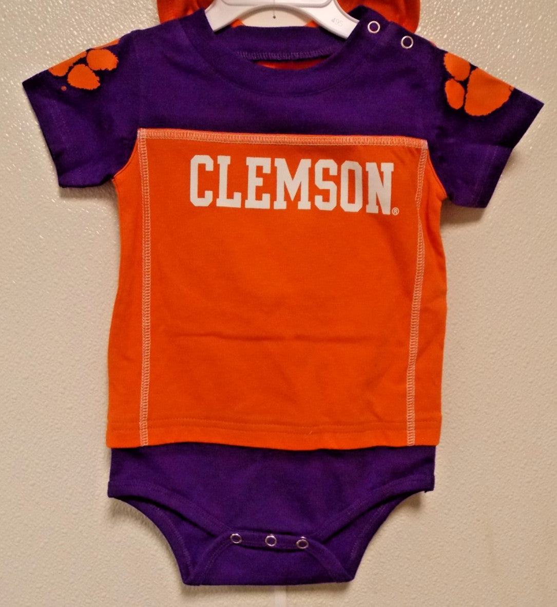 NCAA Clemson Tigers Bodysuit Bib Bootie Set Size 12-18 M by OUTERStuff