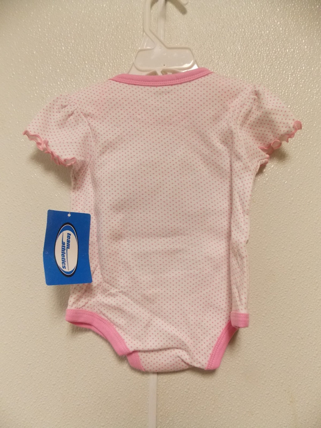 NCAA Gonzaga Bulldogs Pink Polka Dots on white Bodysuit Size 6/9 M Team Athletics