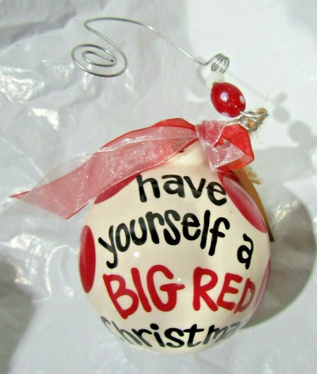 NCAA Nebraska Cornhusker Ceramic Ornament 3.5" Diameter Red Dots by Glory Haus