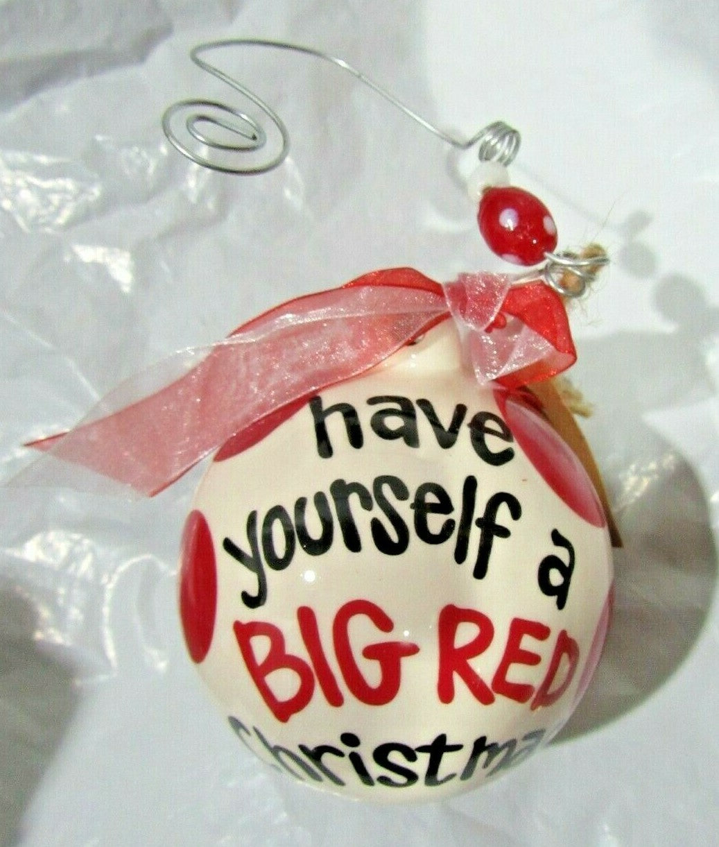 NCAA Nebraska Cornhusker Ceramic Ornament 3.5" Diameter Red Dots by Glory Haus