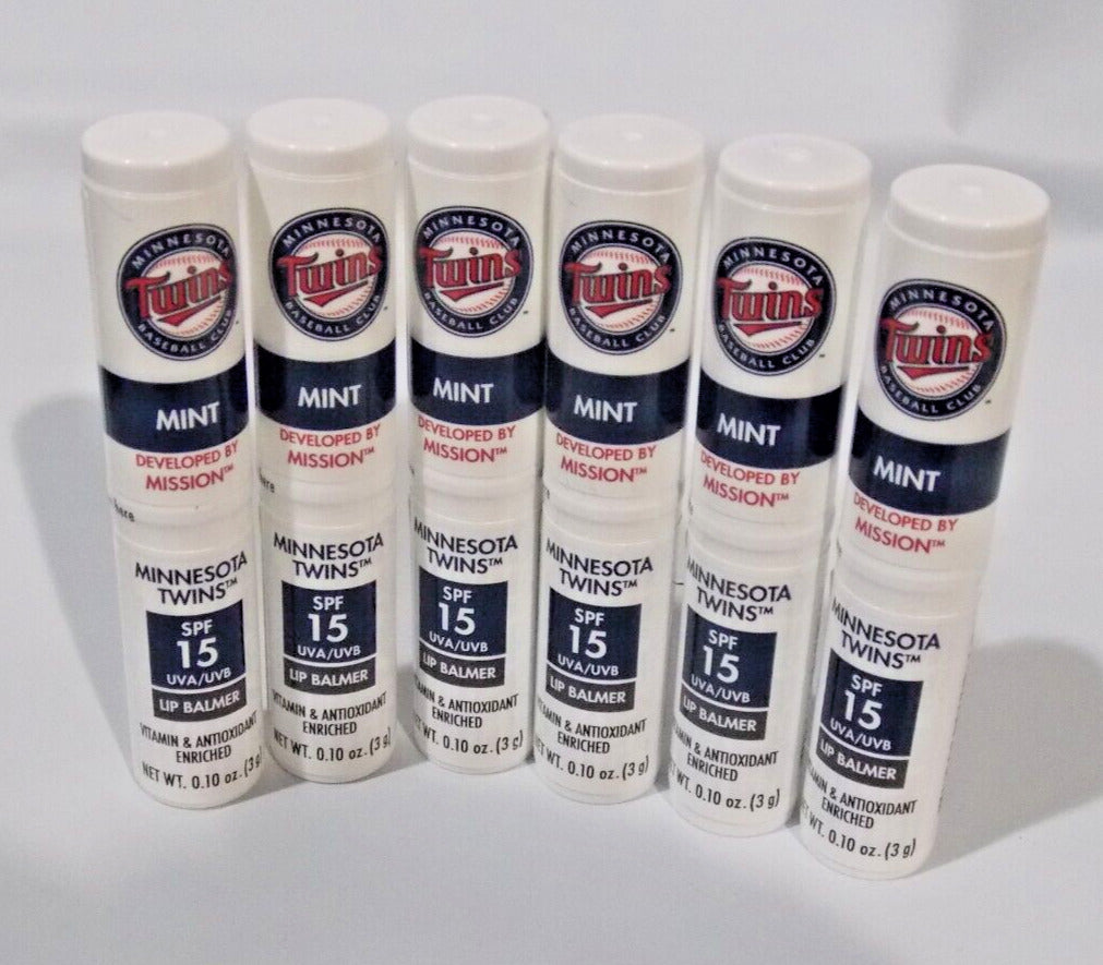 Set of 6 Sealed MLB Minnesota Twins SPF 15 Lip Balm Mission Skincare