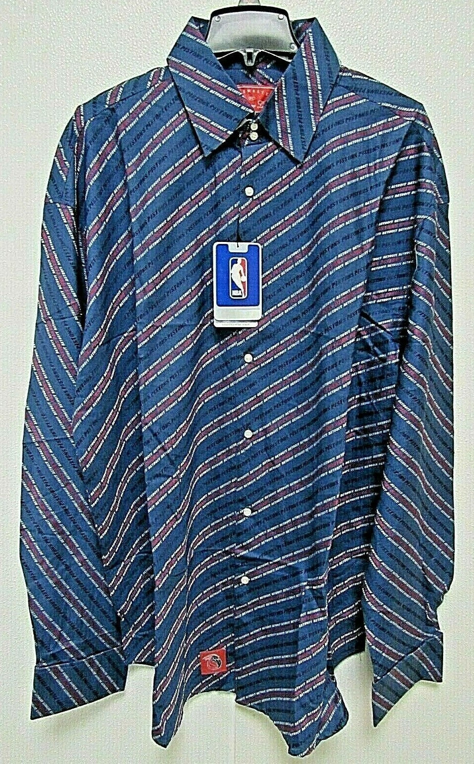 NBA Detroit Pistons Button Up Dress Shirt Long Sleeve by Headmaster size 2XL