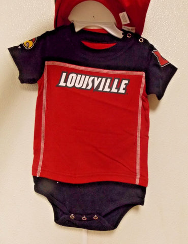 NCAA Louisville Cardinals Bodysuit Bib Bootie Set Size 12-18M by Outer Stuff