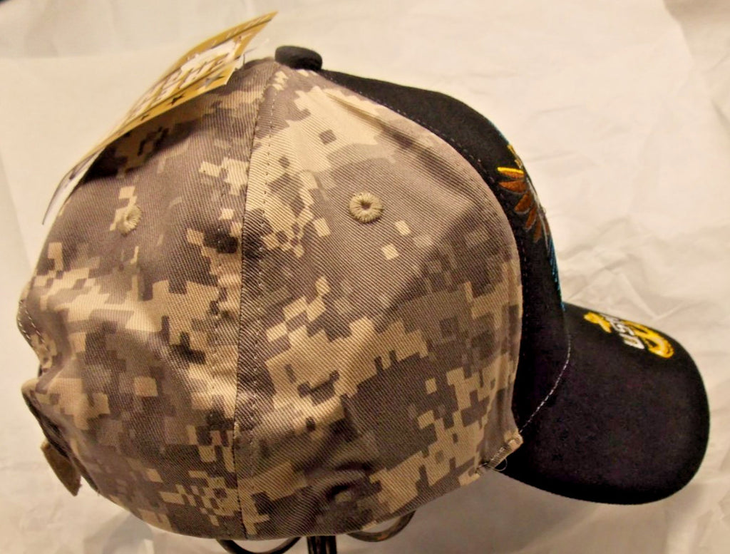 Navy Never Accept Defeat Freedom Fighter Black Hat Hook and Loop Closure by CSI