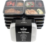 Food Storage Lunch Containers 3 Conpartments 32 oz Reusable Black 10 Count