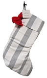 Christmas Stocking 18" White w/Black Stripes Cotton Red Tassel Hearth & Hand with Magnolia