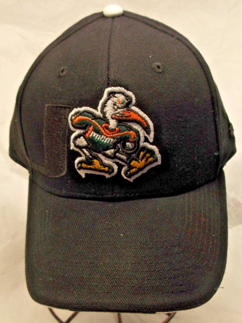 NCAA Miami Hurricanes 2019-2024 Secondary Logo on All Black Hat by Signature