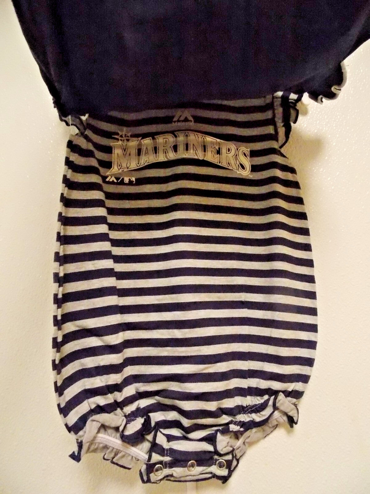 MLB Seattle Mariner 2 pack Blue / Blue Gray Striped Bodysuit Set 24M by Majestic