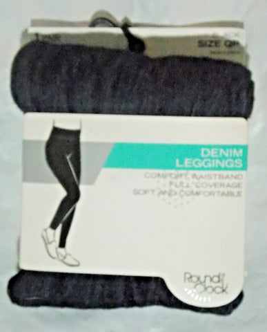 Ladies Ankle length Black Denim Wash Legging Size QP by Round the Clock