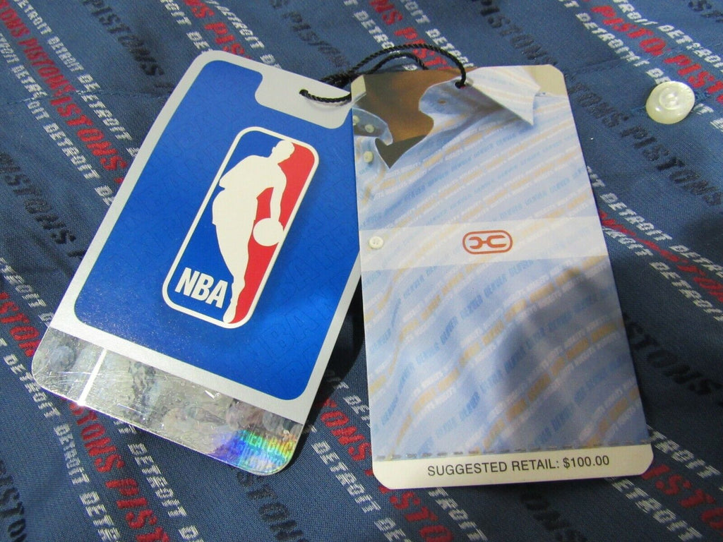 NBA Detroit Pistons Button Up Dress Shirt Long Sleeve by Headmaster size 2XL