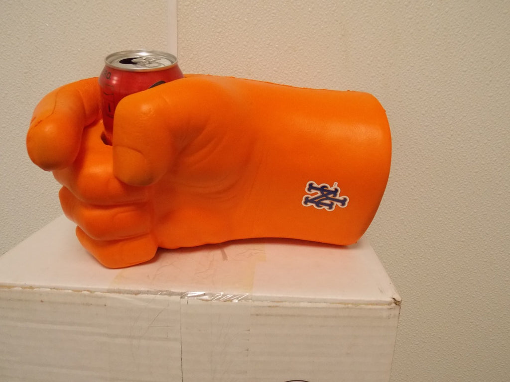 MLB New York Mets Orange FAN FIST Beverage Holder Can Beer Bottle Drink Glass