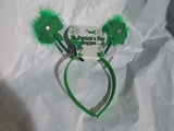 St. Patrick's Day Green Feathers Sequence Rhinestone on Shamrocks Headband