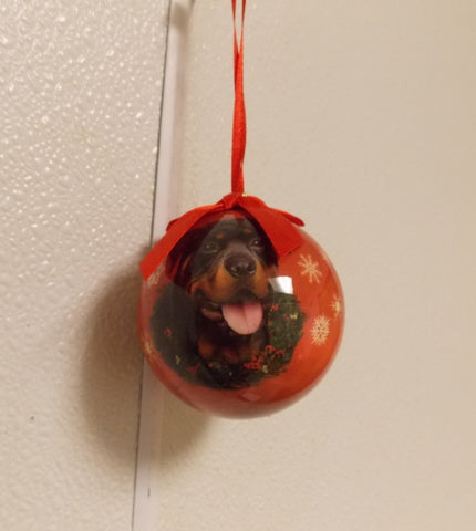 Rottweiler Christmas Ornament Shatter Proof Ball 2.75" Diameter