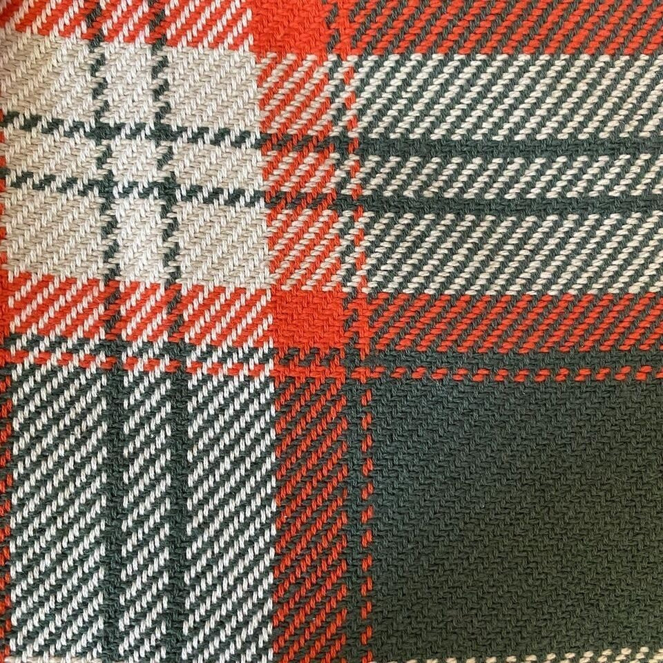 Christmas Stocking Plaid Knit Green Red Cream Hearth & Hand with Magnolia