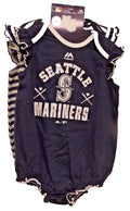 MLB Seattle Mariner 2 pack Blue / Blue Gray Striped Bodysuit Set 24M by Majestic