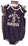 MLB Seattle Mariner 2 pack Blue / Blue Gray Striped Bodysuit Set 24M by Majestic