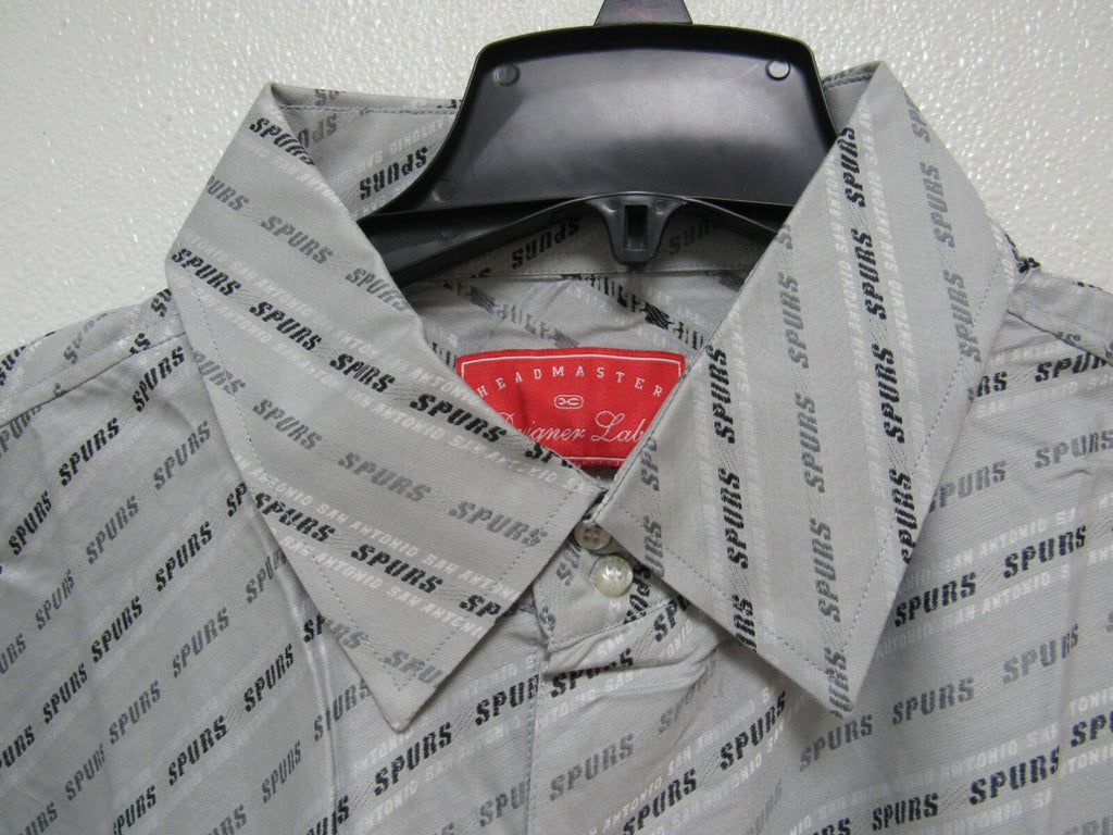 NBA San Antonio Spurs Gray Button Up Dress Shirt 5XL Long Sleeve Headmaster