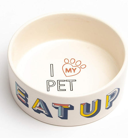 Park Life Designs EAT UP on White Medium Pet Bowl 6-1/4 in Diameter #14008