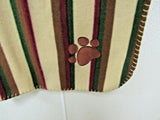Pet Medium Brown Paw Pet Cat Dog Fleece Soft 29x39 Blanket Earth Tone Stripped
