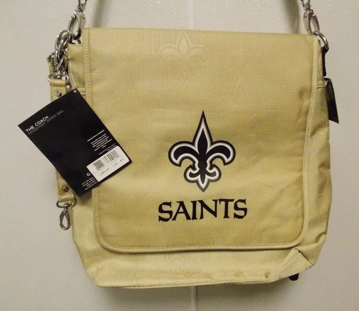 New Orleans Saints Messenger Diaper Bag Insulated Compartment with Changing pad