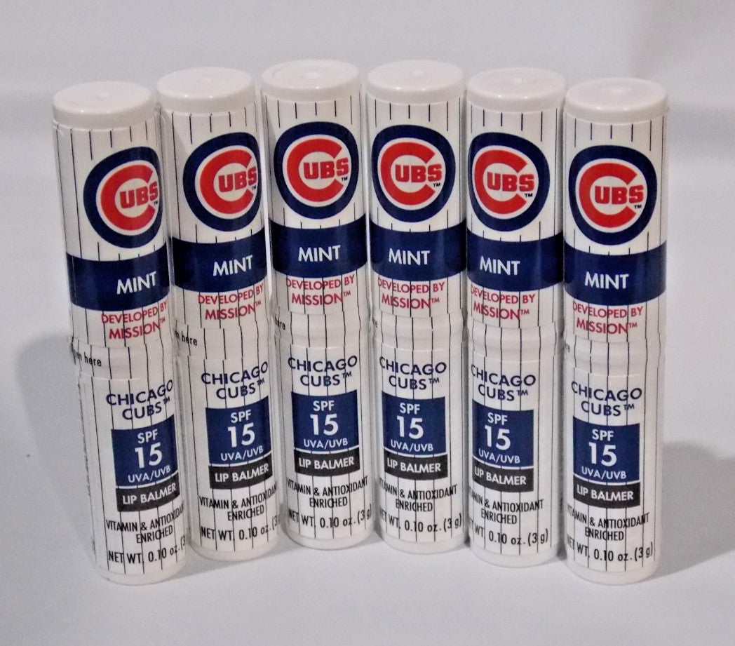 Set of 12 Sealed MLB Chicago Cubs SPF 15 Lip Balm Mission Skincare
