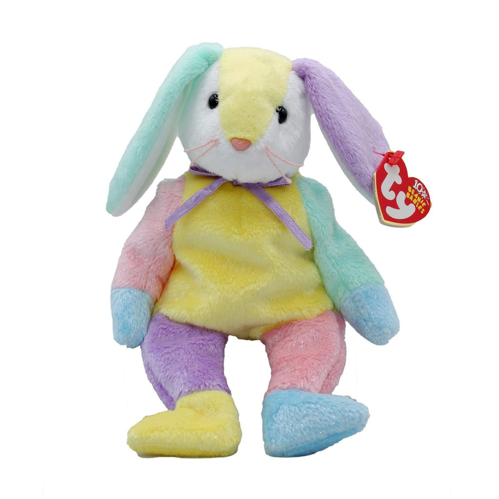 TY Beanie Baby Dippy the Rabbit Multi-Colored Yellow & White Head 8.5 in