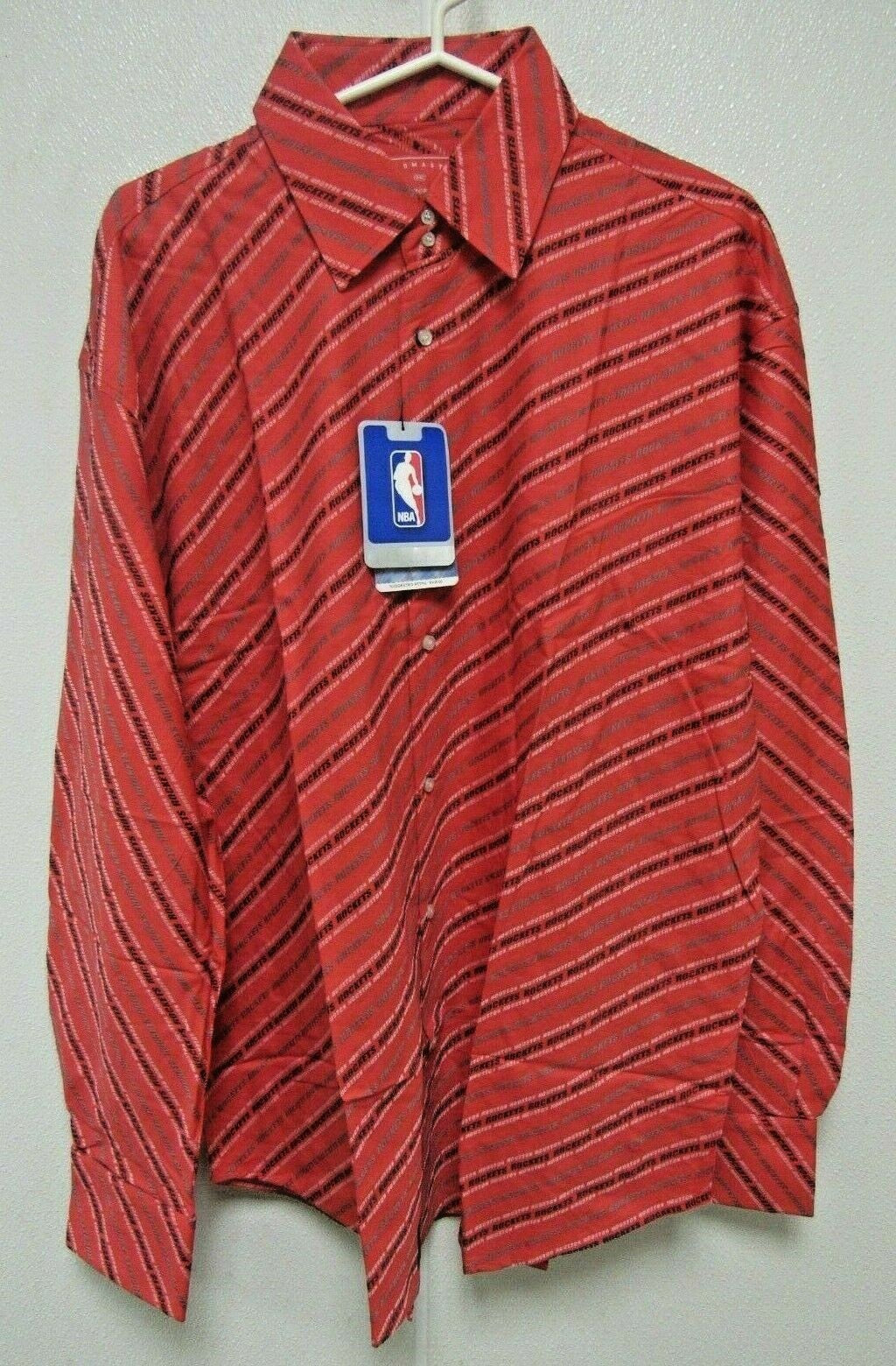 NBA Houston Rockets Red Button Up Dress Shirt Long Sleeve by Headmaster size 2XL