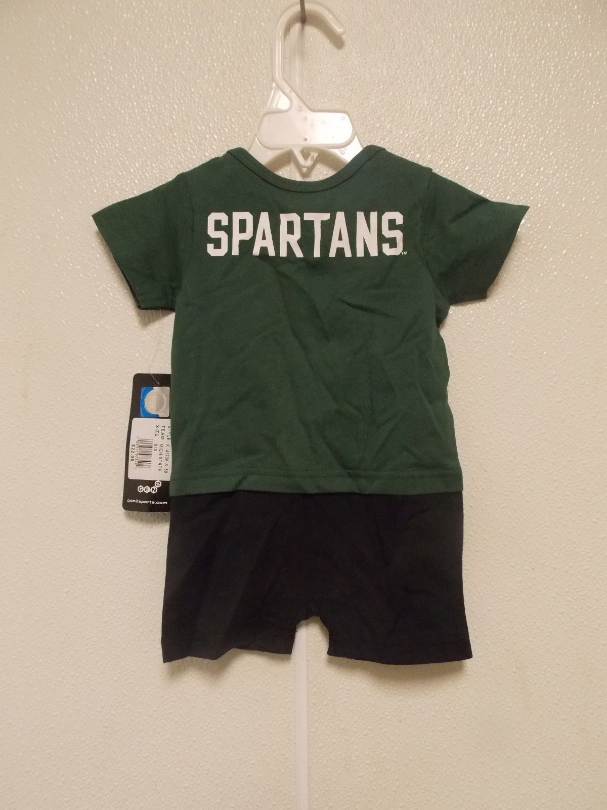 NCAA Michigan State Spartans Green and Black Romper Size 0/3 M Gen2