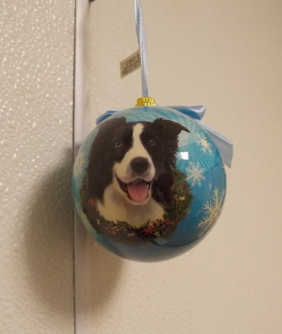 Border Collie Christmas Ornament Shatter Proof Ball 2.75" Diameter