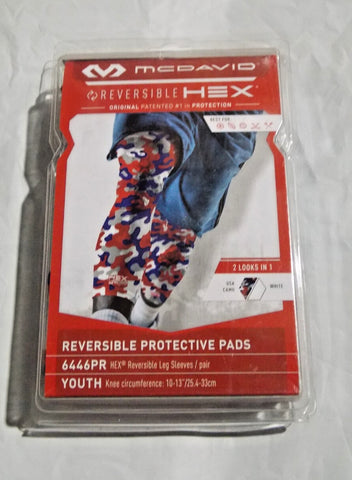 Reversible HEX Leg Sleeve/Single Design Camo/White Size Youth by McDavid