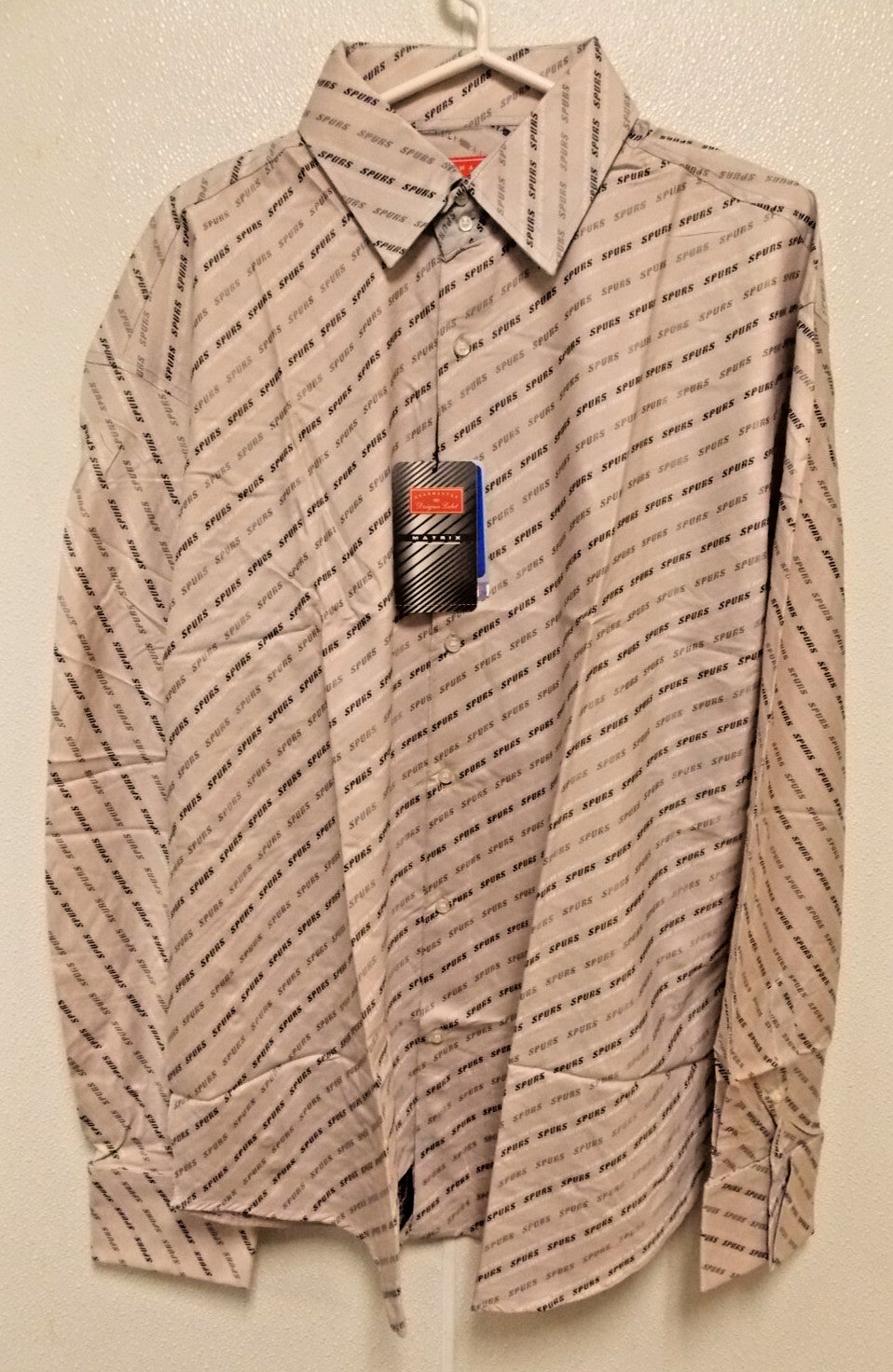 NBA San Antonio Spurs Lite Gray Button Up Dress Shirt 3XL Long Sleeve Headmaster