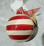 NCAA Nebraska Cornhusker Ceramic Ornament 3.5" Diameter Red Strips by Glory Haus