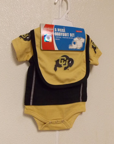 NCAA Colorado Buffaloes Logos Bodysuit Bib Bootie Set Size 0-3 M by OUTERStuff