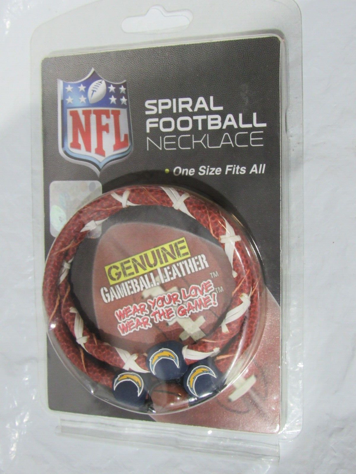 NFL Los Angeles Chargers Spiral Football Necklace by Gamewear