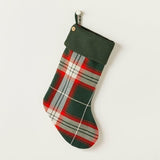Christmas Stocking Plaid Knit Green Red Cream Hearth & Hand with Magnolia
