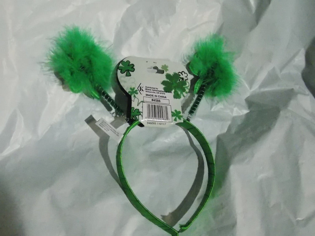 St. Patrick's Day Green Feathers Sequence Rhinestone on Shamrocks Headband