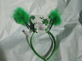 St. Patrick's Day Green Feathers Sequence Rhinestone on Shamrocks Headband
