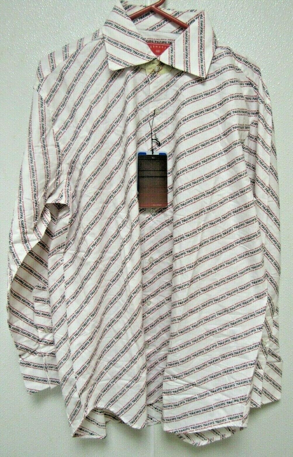 NBA Philadelphia 76ers White Button Up Dress Shirt Long Sleeve 2XL Headmaster