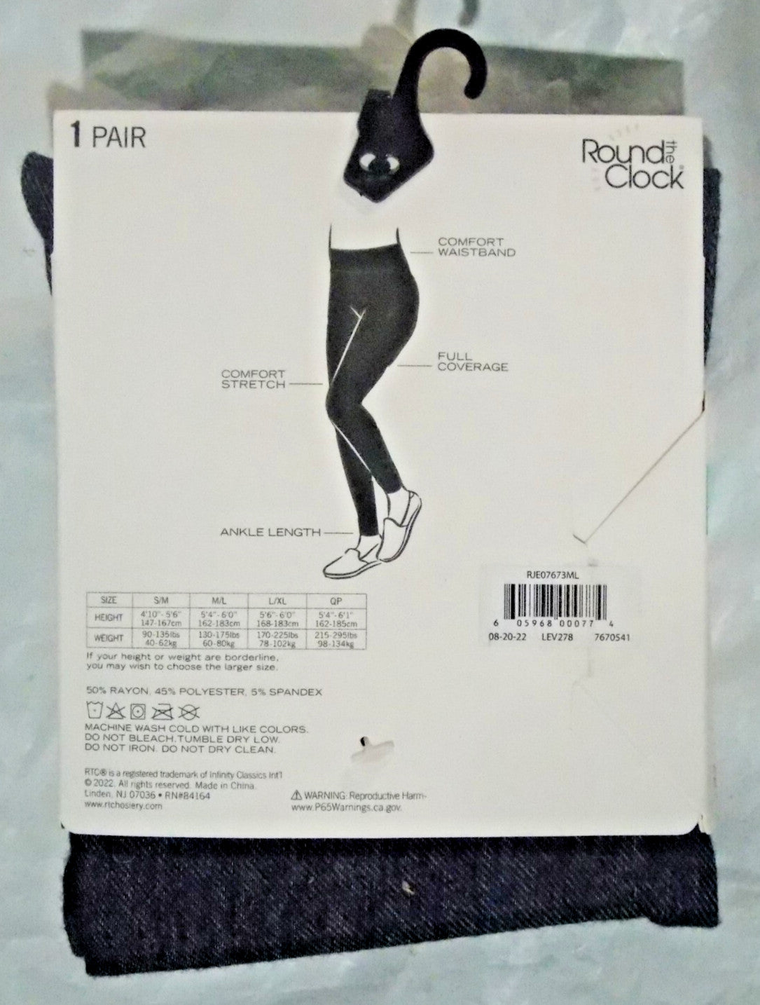 Ladies Ankle length Blue Denim Wash Legging Size M/L by Round the Clock