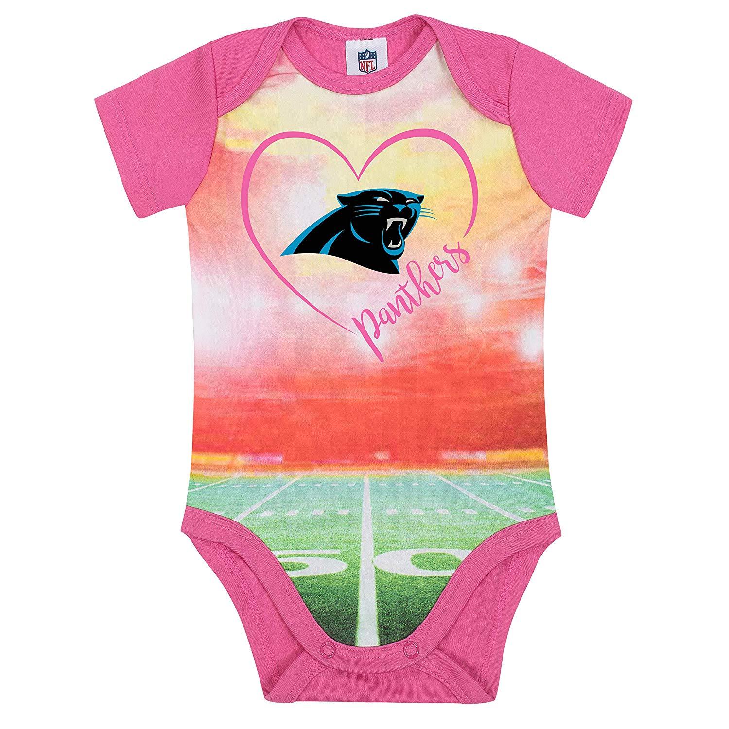 NFL Carolina Panthers Logo in Pink Heart over Field Bodysuit by Gerber sz 3-6 M