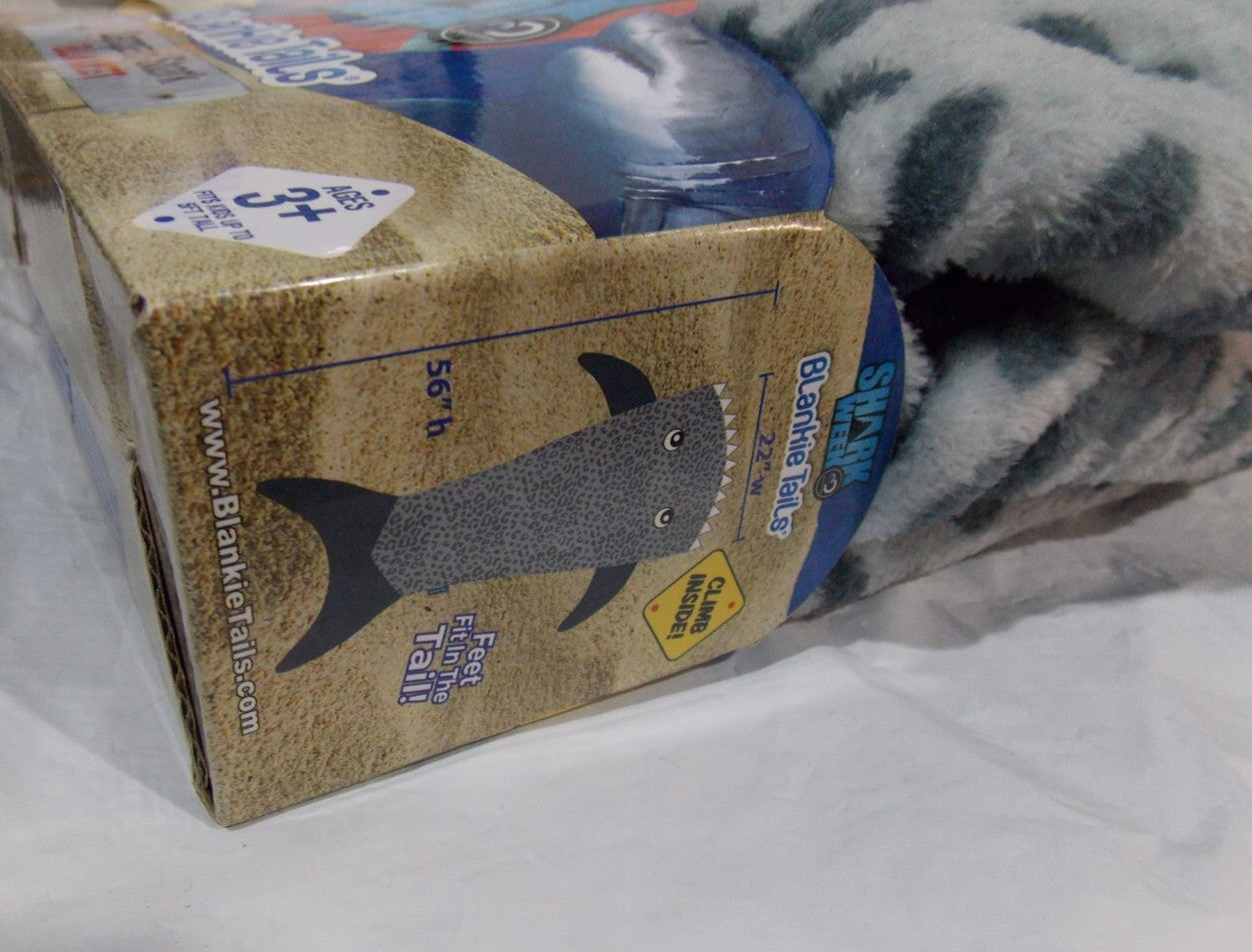 Shark Week Leopard Shark Blanket 56" H by 22" W Glow Dark Eyes by Blankie Tails