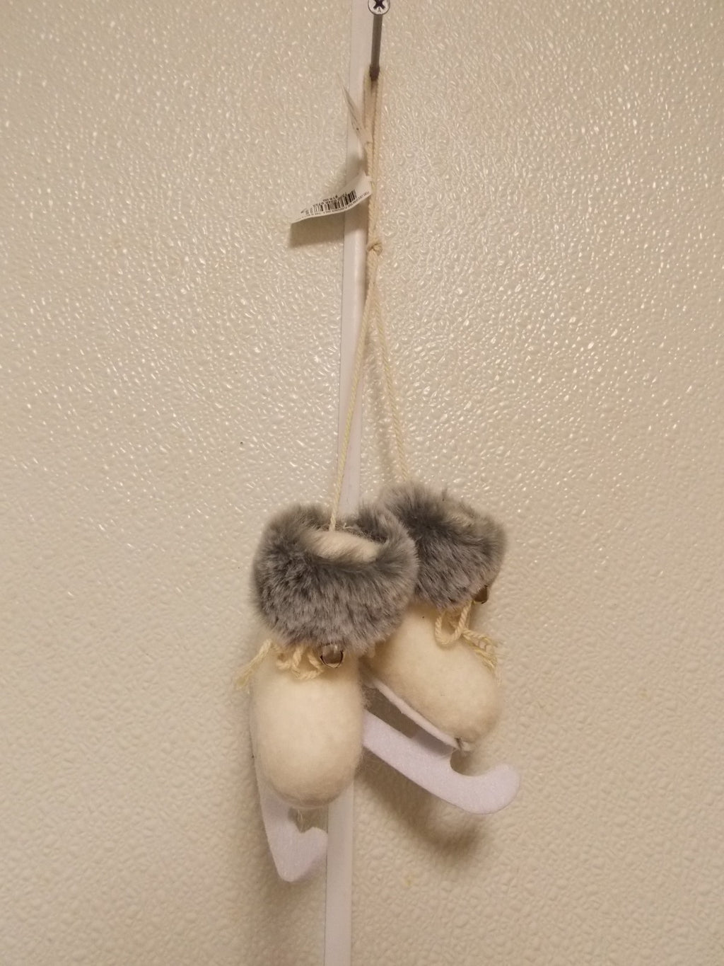 Macy's Holiday Lane Cozy Christmas White and Gray Ice Skates Ornament