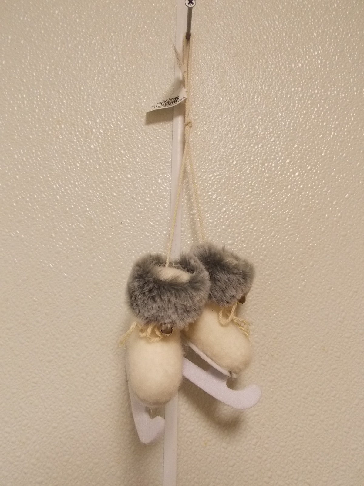 Macy's Holiday Lane Cozy Christmas White and Gray Ice Skates Ornament