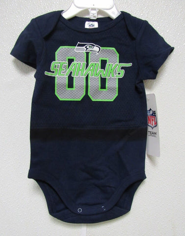 NFL Seattle Seahawks LOGO Name Over 00 Bodysuit Short Sleeve Size 12M Gerber