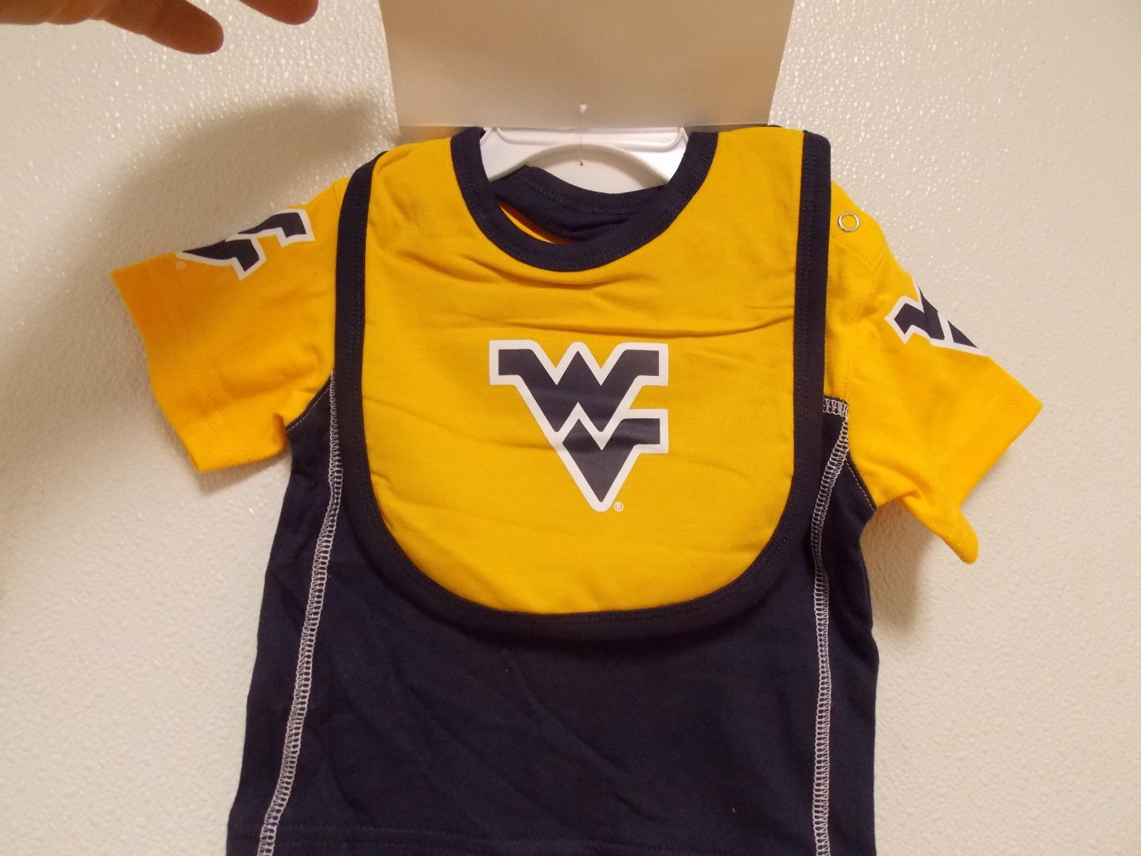 NCAA West Virginia Mountaineers Bodysuit Bib Bootie Set Sz 12 M by OUTER Stuff