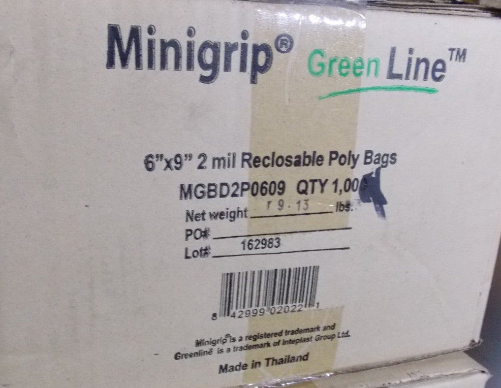 100ct 6" x 9" x 2 mil Clear Biodegradable Zip Lock Bags by Minigrip GreenLine