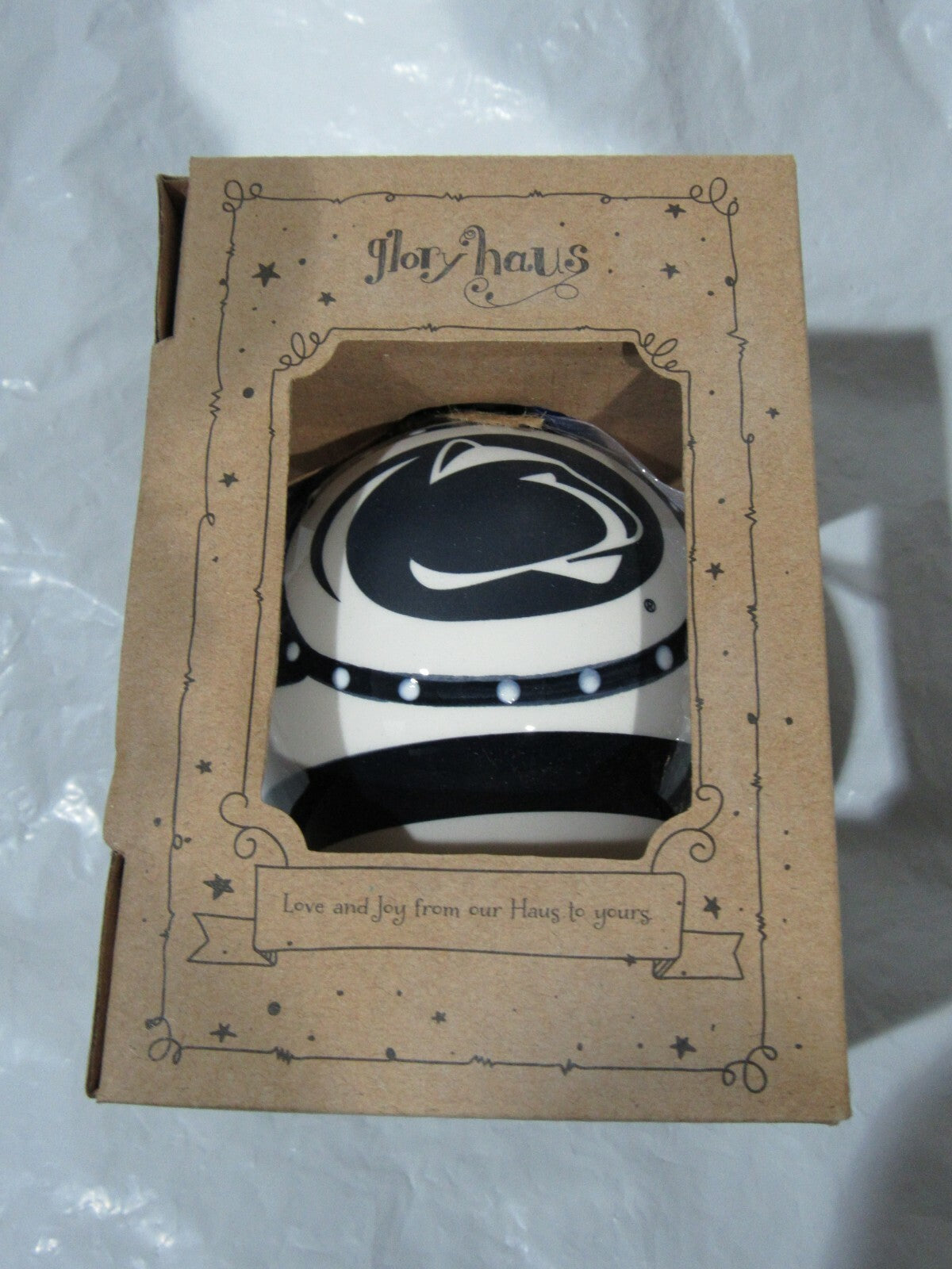 NCAA Penn State Ceramic Ornament 3.5" Diameter Blue Strips by Glory Haus