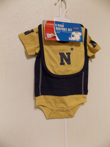 NCAA Navy Midshipmen Bodysuit Bib Bootie Set Size 6/9 M by OUTERStuff